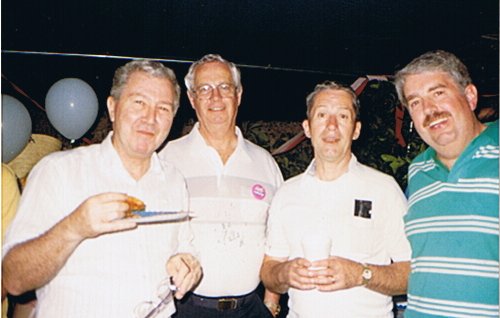 Josh, Sam and Ed help Lynn Abbott celebrate his 60th Birthday